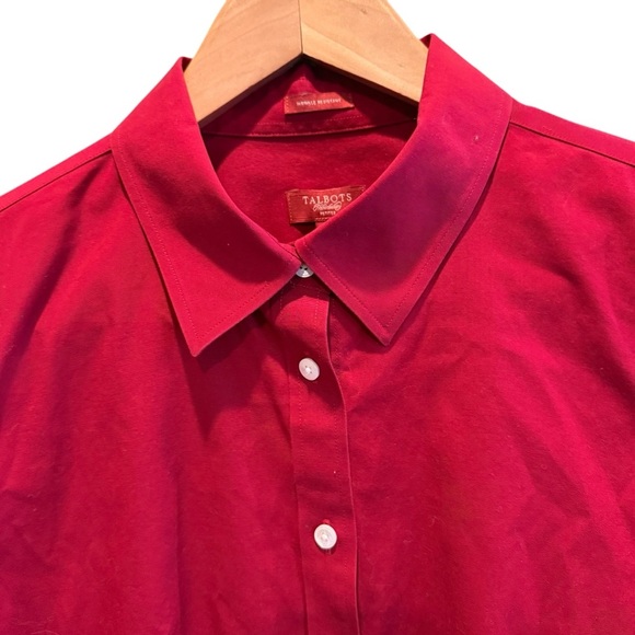 Talbots Womens Red Button Down Shirt 6P Long Sleeve Cotton Career Office Classic - Picture 3 of 12
